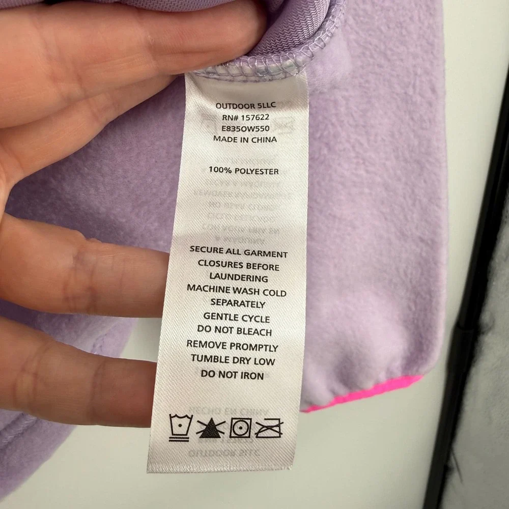 Eddie Bauer Kids Polar Fleece Jacket XL 14/16 Purple Blue Quilted Full Zip‎ New